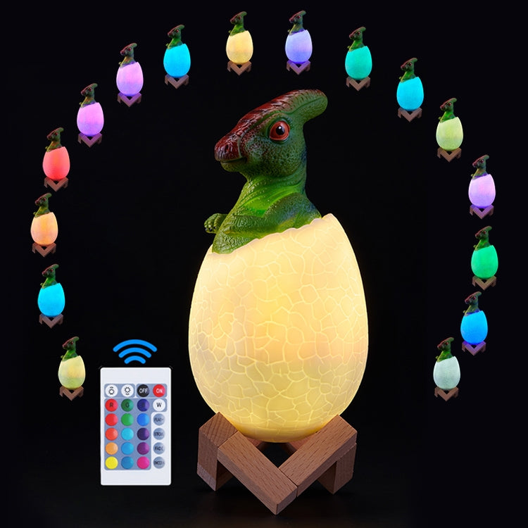 Parasaurolophus Shape Creative Touch 3D Decorative Night Light, 16-color Patting Remote Control Version