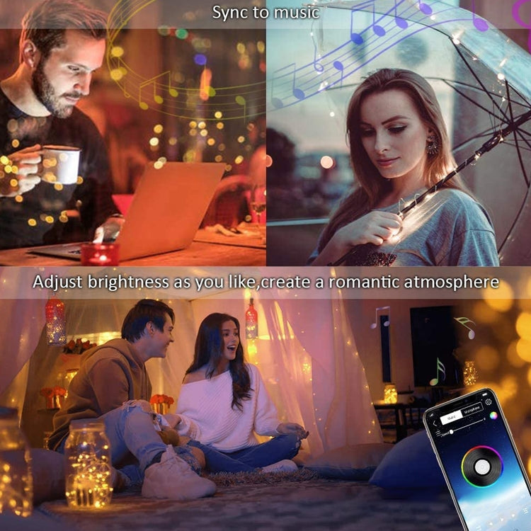 Christmas Decoration RGB Copper Wire String Light Bluetooth Mobile APP Control, Length: 10m 100 LEDs