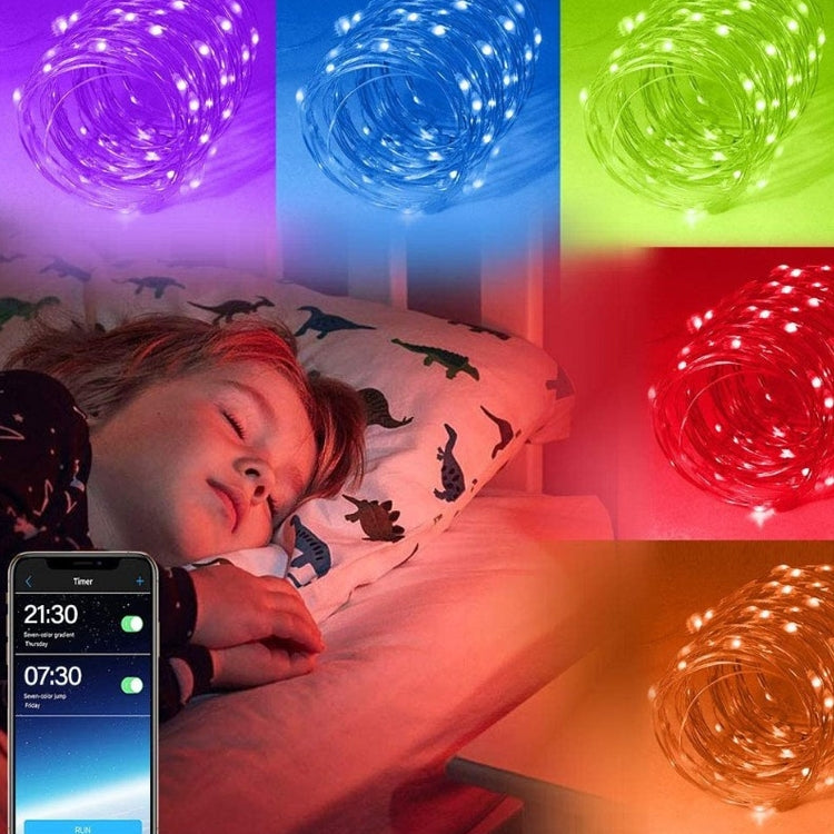 Christmas Decoration RGB Copper Wire String Light Bluetooth Mobile APP Control, Length: 20m 200 LEDs