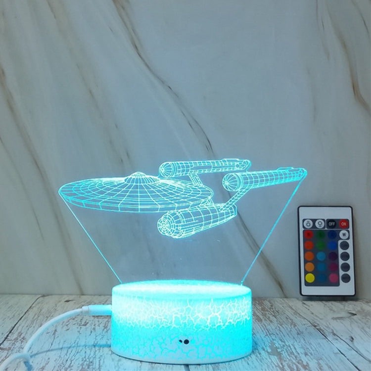 Creative Crack Touch Dimming 3D Colorful Decorative Night Light with Remote Control, Spaceship Shape