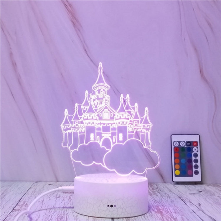 Creative Crack Touch Dimming 3D Colorful Decorative Night Light with Remote Control, Castle In The Sky Shape