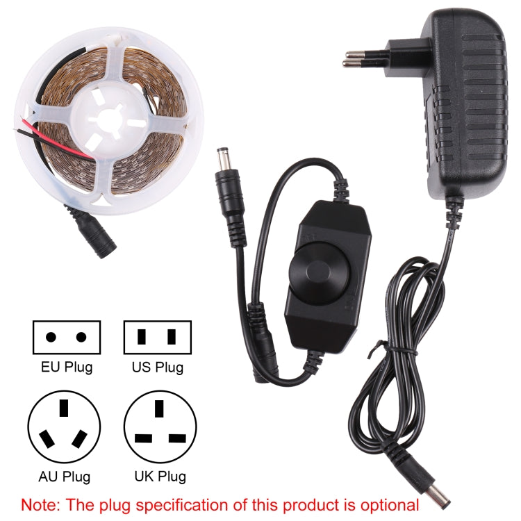 Bare Board 2835 SMD Dimmable White Light / Warm Light LED Rope Light, 60 LED/m, Length: 5m, 12V 2A 100-240V, 2835 SMD LED, 5m