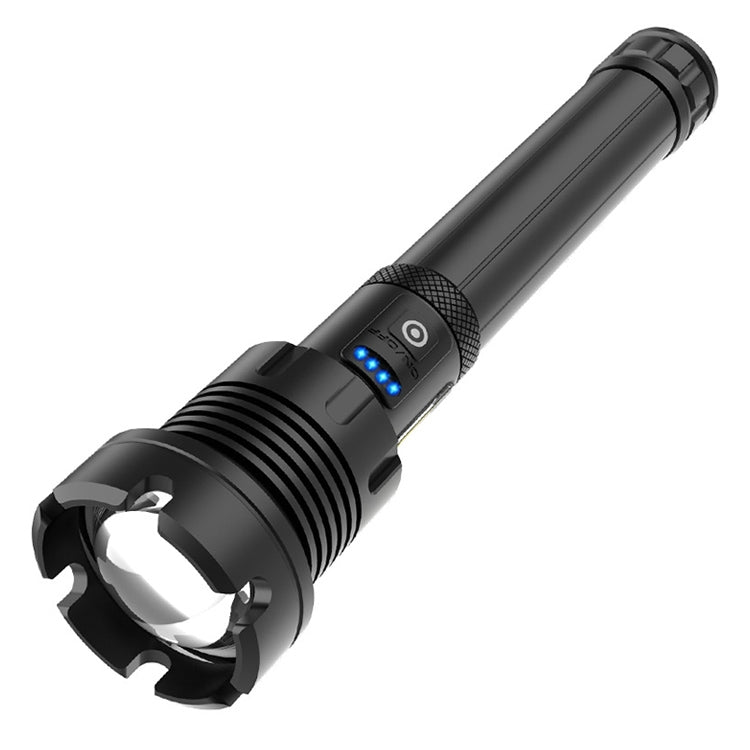 Long Style Micro USB Charging Outdoor Waterproof P90 + COB LED Flashlight, Support Power Display & Telescopic Focusing & 7-level Brightness Adjustment