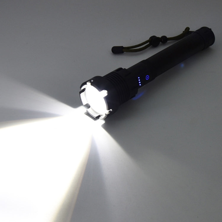 Long Style Micro USB Charging Outdoor Waterproof P90 + COB LED Flashlight, Support Power Display & Telescopic Focusing & 7-level Brightness Adjustment