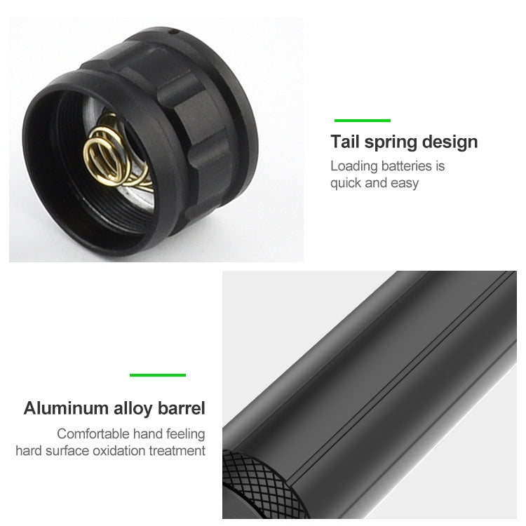 Long Style Micro USB Charging Outdoor Waterproof P90 + COB LED Flashlight, Support Power Display & Telescopic Focusing & 7-level Brightness Adjustment