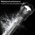 Long Style Micro USB Charging Outdoor Waterproof P90 + COB LED Flashlight, Support Power Display & Telescopic Focusing & 7-level Brightness Adjustment