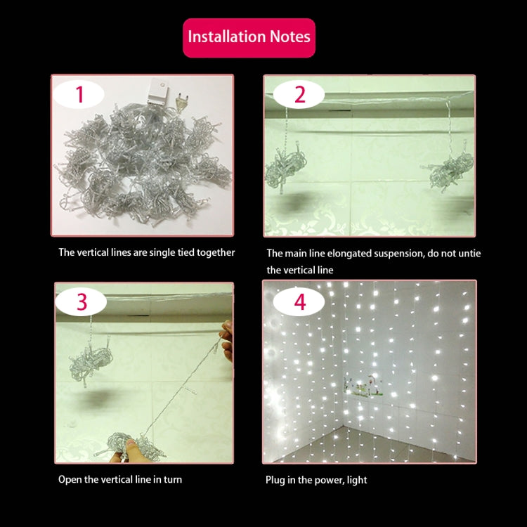 300 LEDs Curtain String Light with End Joint & Multi-function Controller & Memory Waterproof, US Plug, AC 110V — view 6