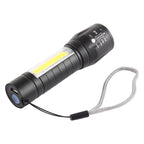 A2 USB Charging Waterproof Zoomable XPE + COB Flashlight with 3-Modes & Storage Box