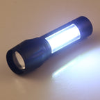 A2 USB Charging Waterproof Zoomable XPE + COB Flashlight with 3-Modes & Storage Box