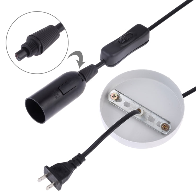 E14 Wire Cap Lamp Holder Chandelier Power Socket with Switch & Base & 1.5m Extension Cable, US Plug