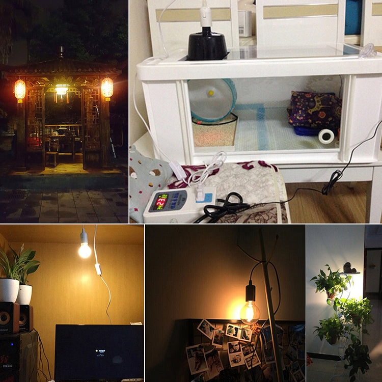 E14 Wire Cap Lamp Holder Chandelier Power Socket with Switch & Base & 1.5m Extension Cable, US Plug