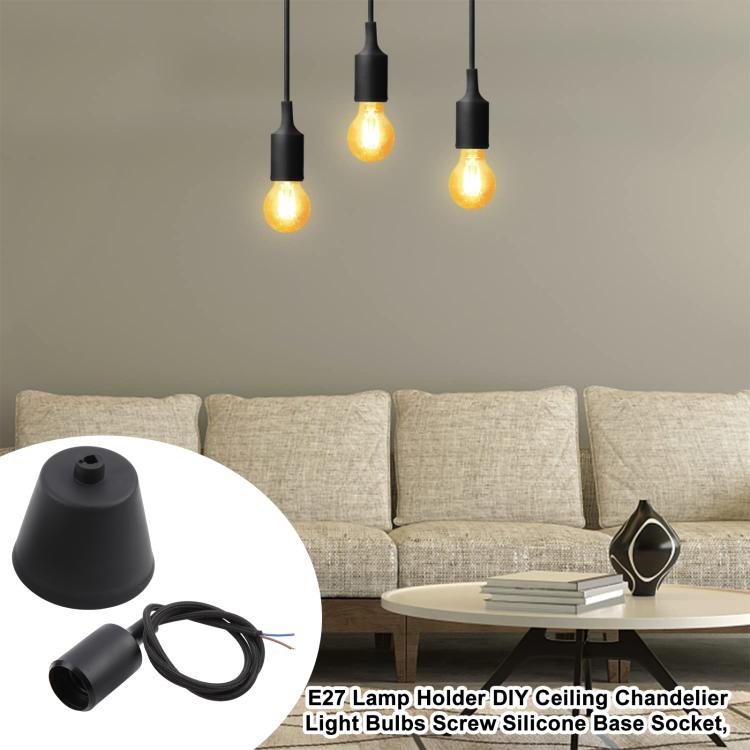 E27 Lamp Holder DIY Ceiling Chandelier Light Bulbs Screw Silicone Base Socket, Cable Length: 1m — view 3