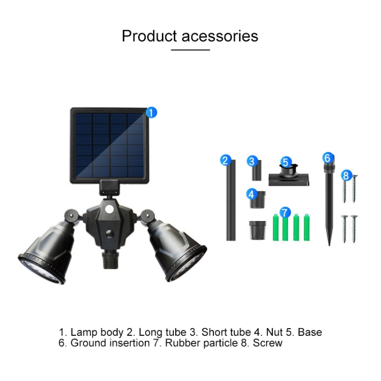 Solar Powered Robot LED Spotlight Double-headed Smart Sensor Light for Outdoor Lawn — view 9