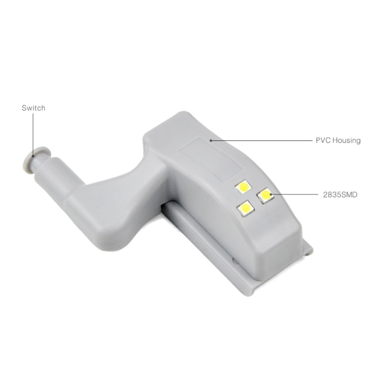 10 PCS 0.3W Universal Inner Hinge LED Sensor lamp Cupboard 3 LEDs Night light Auto ON/OFF Bulb — Warm White