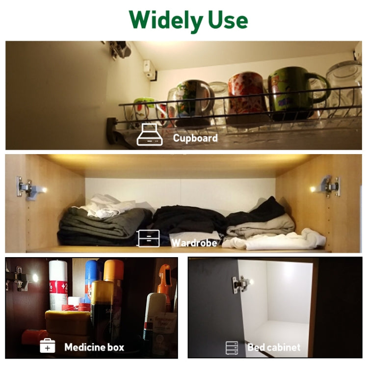 10 PCS 0.3W Universal Inner Hinge LED Sensor lamp Cupboard 3 LEDs Night light Auto ON/OFF Bulb — view 10