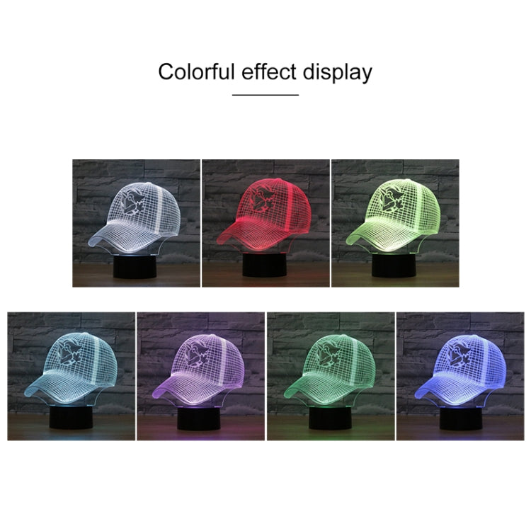Baseball Cap Shape 3D Colorful LED Vision Light Table Lamp, USB & Battery Version — view 3