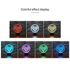 Gear Heart Shape 3D Colorful LED Vision Light Table Lamp, Touch Version — view 3