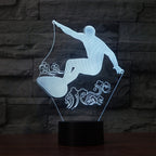 Surf Riding Shape 3D Colorful LED Vision Light Table Lamp, USB Touch Version — USB Touch Version