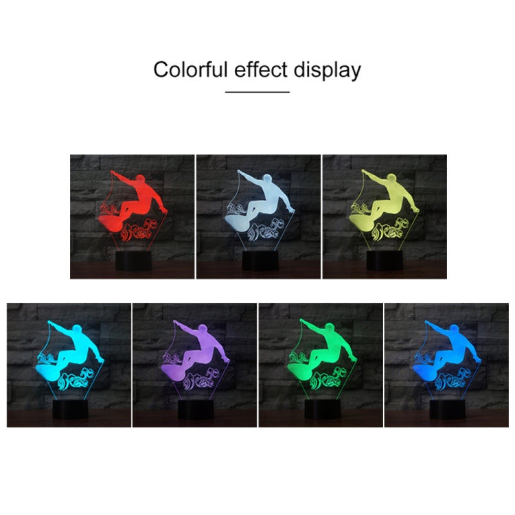 Surf Riding Shape 3D Colorful LED Vision Light Table Lamp, USB Touch Version — view 3