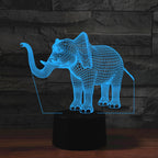 Elephant Shape 3D Colorful LED Vision Light Table Lamp, USB Touch Version — USB Touch Version