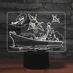 Airplane Group Shape 3D Colorful LED Vision Light Table Lamp, 16 Colors Remote Control Version — 16 Colors Remote Control Version