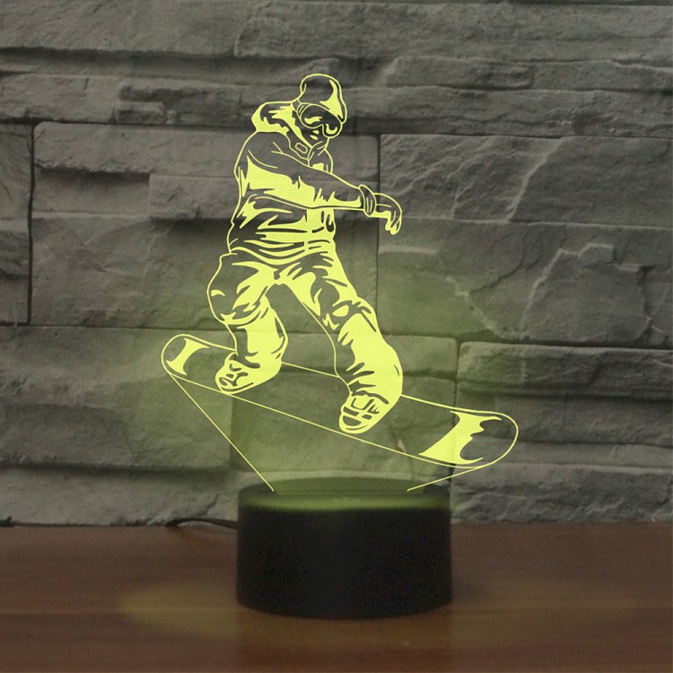Skate Boy Shape 3D Colorful LED Vision Light Table Lamp, 16 Colors Remote Control Version — 16 Colors Remote Control Version