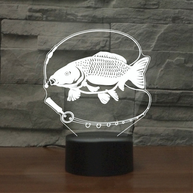 Fishing Black Base Creative 3D LED Decorative Night Light, Powered by USB and Battery