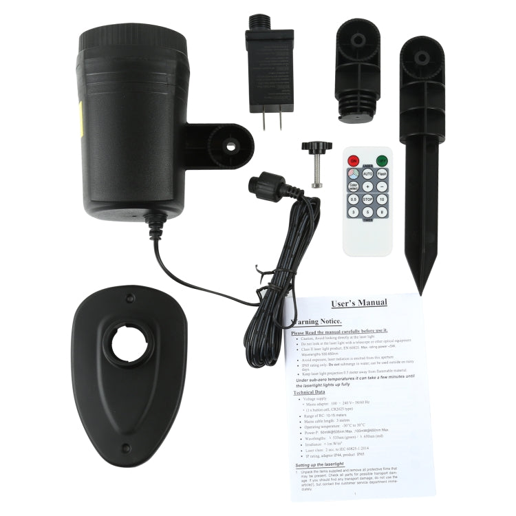LED Outdoor Courtyard Laser Projection Decorative Light IP44 Waterproof with Remote Control, US Plug