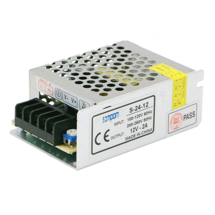SOMPOM S-24-12 24W 12V 2A Iron Shell Driver LED Light Strip Lighting Monitor Power Supply