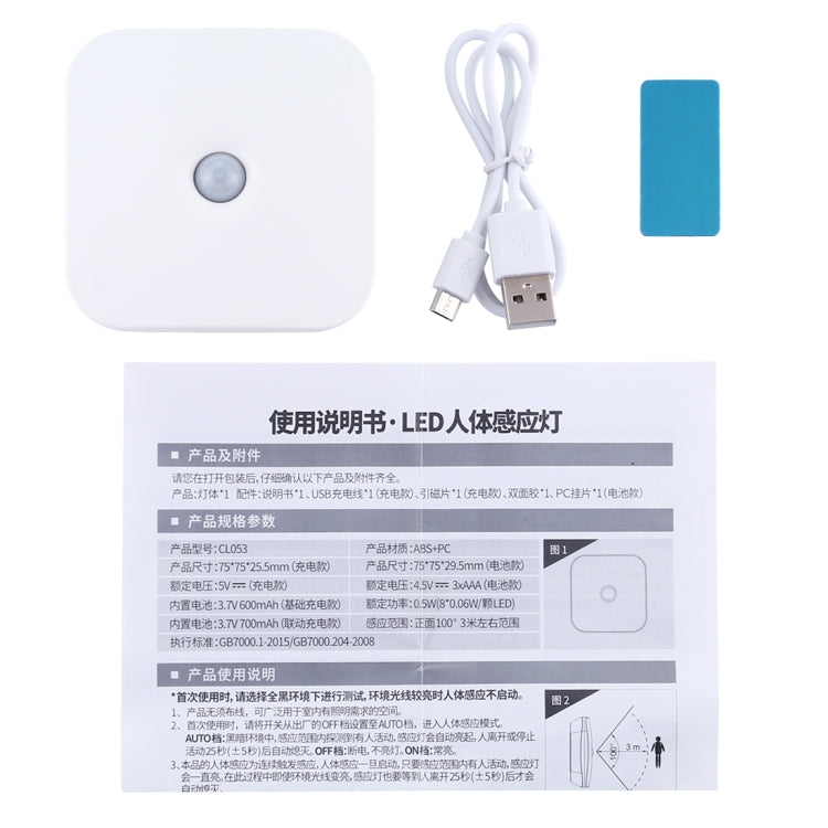 CL053 LED Square Human Body Sensor Light, Style: Linkage — view 6