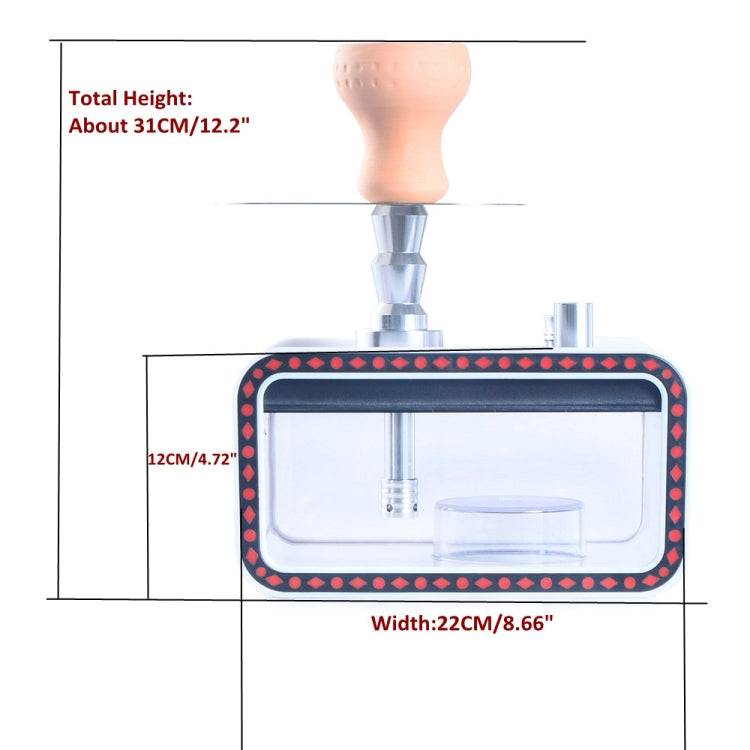 22528-YZH Acrylic Double Pipe Hookah Set — Red