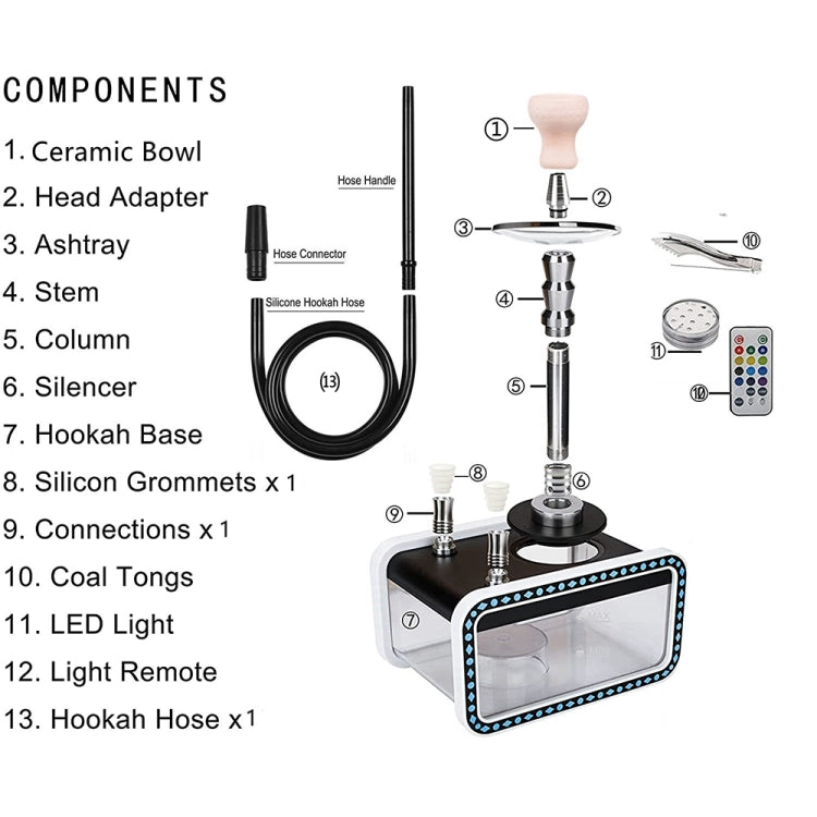 22528-YZH Acrylic Double Pipe Hookah Set — view 4