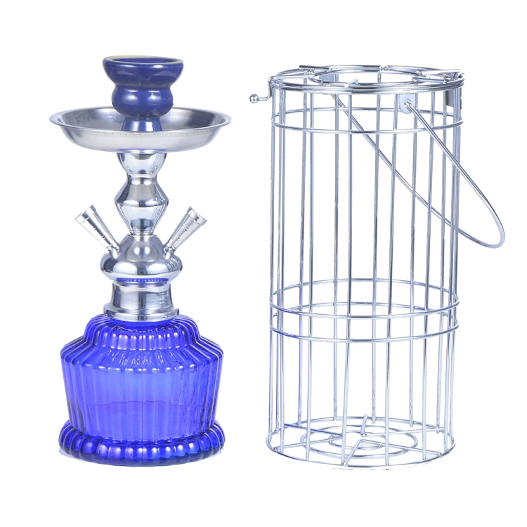 010-30 Double Tube Glass Iron Cage Hookah — Black