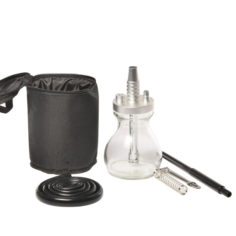 Glass + Aluminum Alloy Single Pipe Hookah Set — Blue