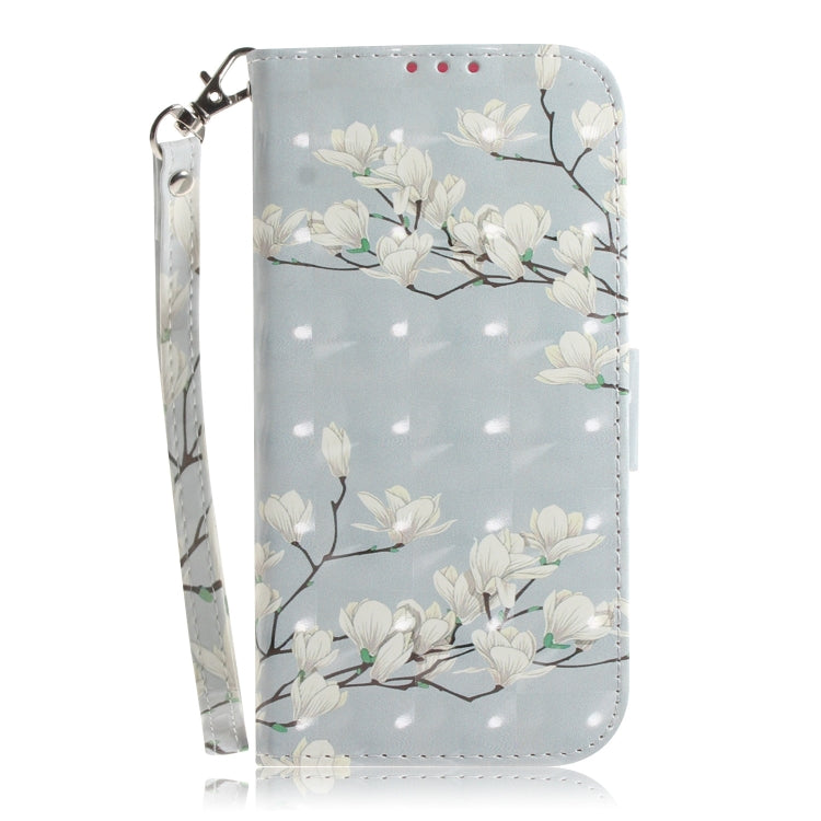 3D Painting Mognolia Pattern Coloured Drawing Horizontal Flip Leather Case for LG K50, with Holder & Card Slots & Wallet