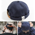 Retro Classic Sailor Hat Beanie Cuffed Melon Cap, Solid Color