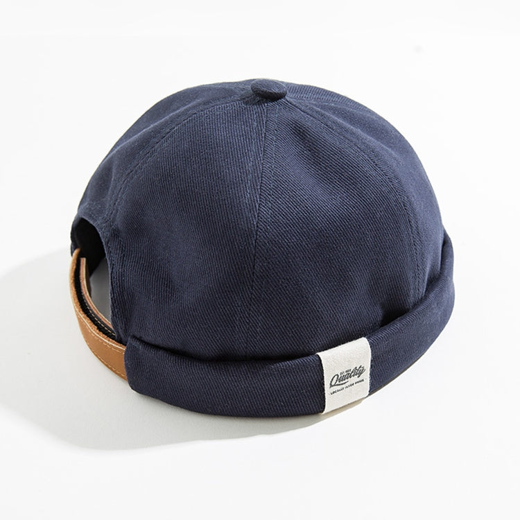 Retro Classic Sailor Hat Beanie Cuffed Melon Cap, Solid Color — Solid Color