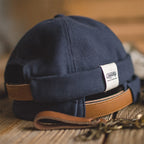 Retro Classic Sailor Hat Beanie Cuffed Melon Cap, Solid Color — view 5