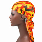 w-2 Camouflage Printing Long-tailed Pirate Hat Turban Cap