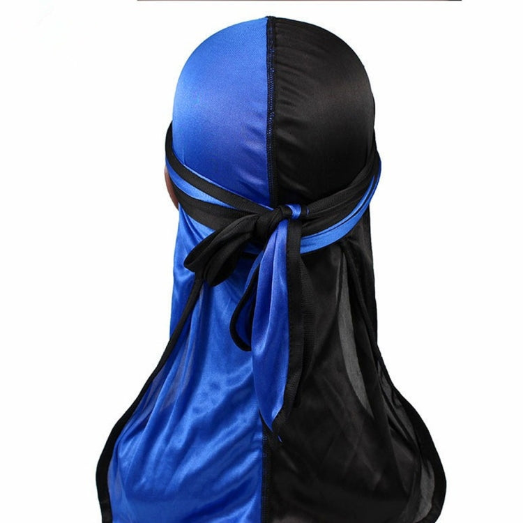 Double-coloured Silk Satin Long-tailed Pirate Hat Turban Cap Chemotherapy Cap — Black Red