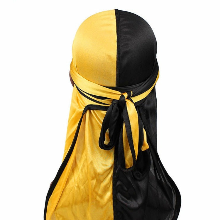 Double-coloured Silk Satin Long-tailed Pirate Hat Turban Cap Chemotherapy Cap — Red + White