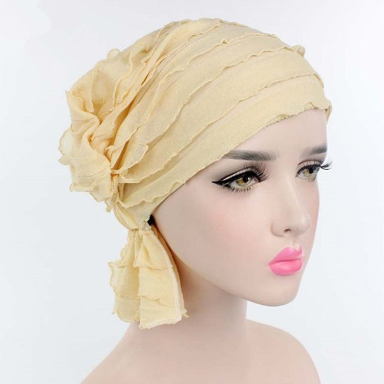 Muslim Stacking Cap Chiffon Fold Turban Cap Chemotherapy Cap — Red