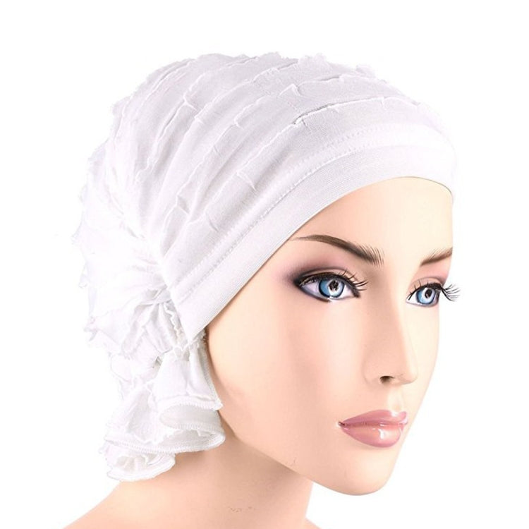 Muslim Stacking Cap Chiffon Fold Turban Cap Chemotherapy Cap — Black