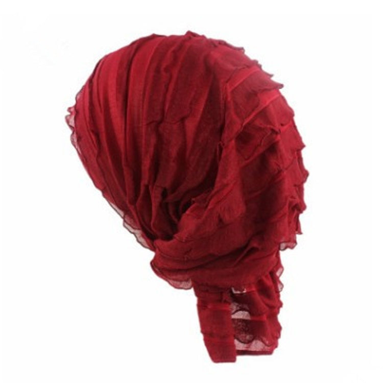 Muslim Stacking Cap Chiffon Fold Turban Cap Chemotherapy Cap — Coffee