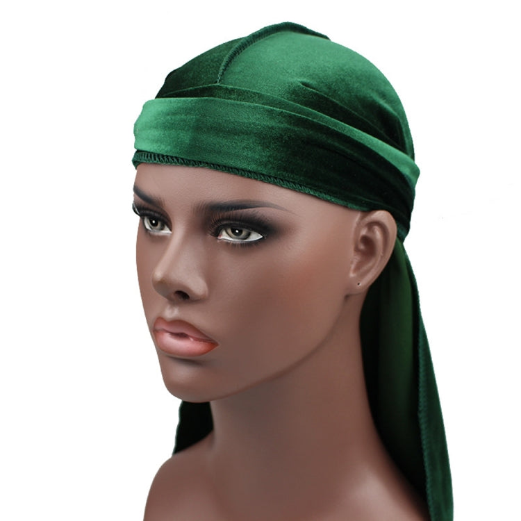 Velvet Turban Cap Long-tailed Pirate Hat Chemotherapy Cap — Army Green