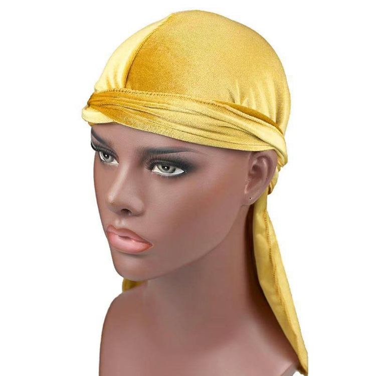 Velvet Turban Cap Long-tailed Pirate Hat Chemotherapy Cap — Gold