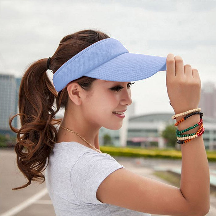 Lightweight and Comfortable Visor Cap for Women in Outdoor Golf Tennis Running Jogging Adjustable Strap — Red