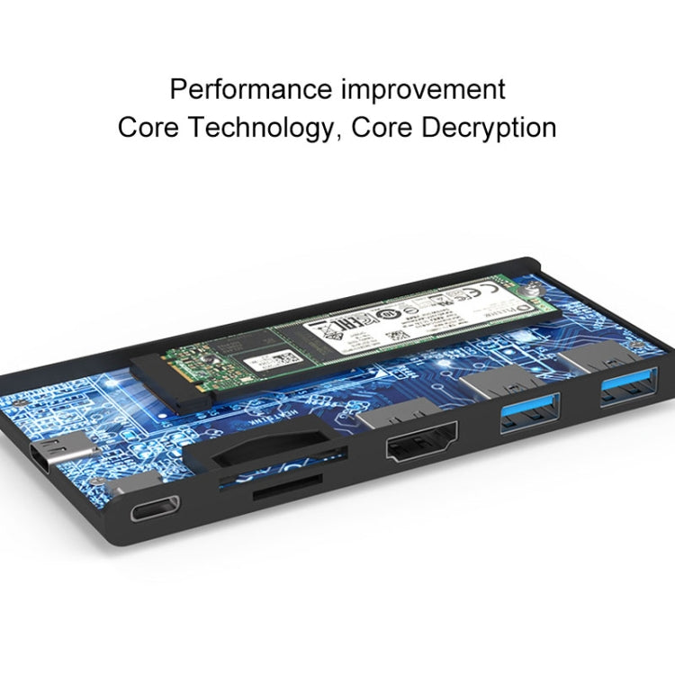 Blueendless 6 In 1 Multi-function Type-C / USB-C HUB Expansion Dock M.2 NGFF Solid State Drive — view 4