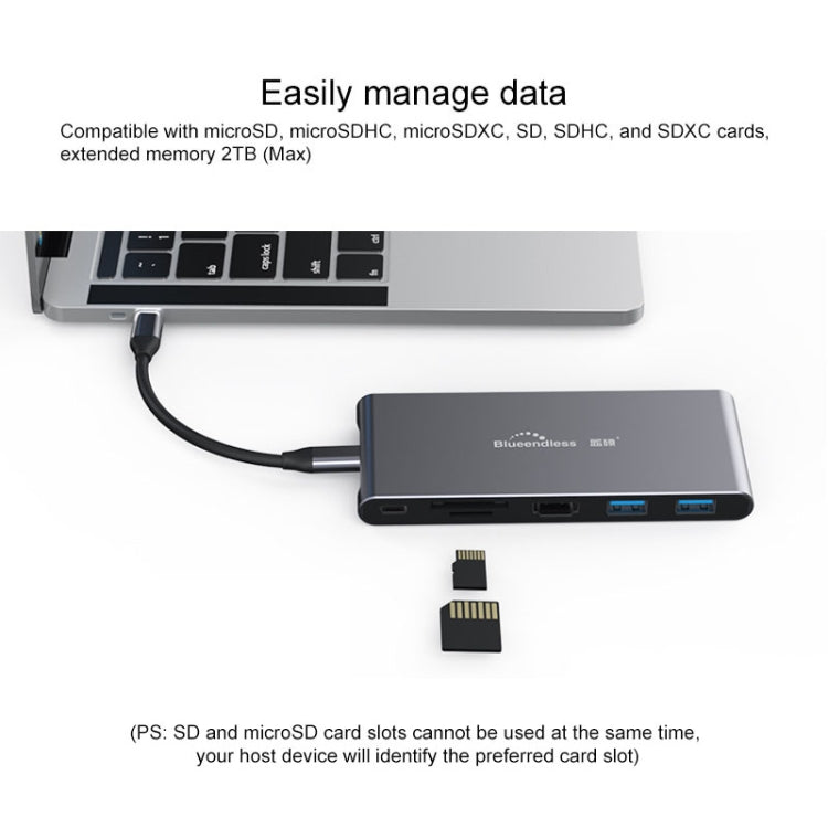 Blueendless 6 In 1 Multi-function Type-C / USB-C HUB Expansion Dock M.2 NGFF Solid State Drive — view 5