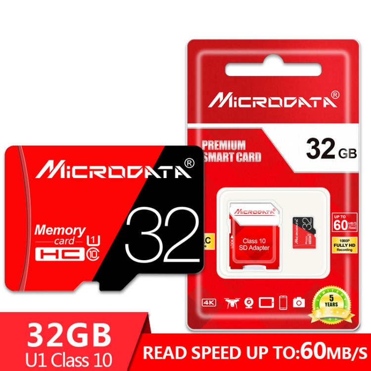 MICRODATA 32GB High Speed U1 Red and Black TF Memory Card